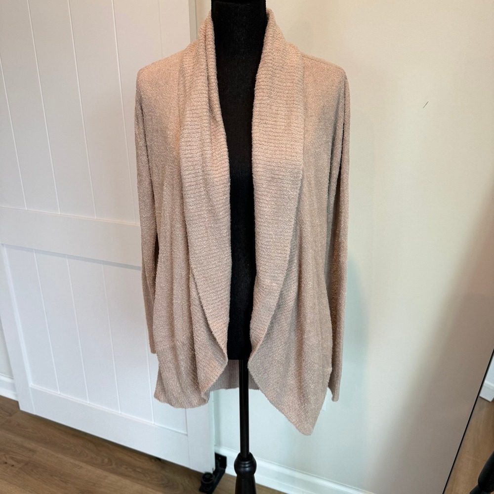 Barefoot Dreams CozyChic Lite Circle Cardigan Tan Beige Size M